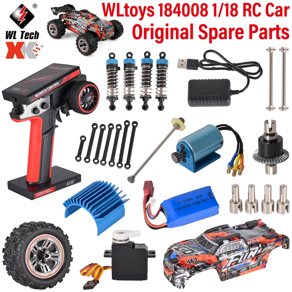 WLtoys XK 1/18 184008   RC รถอะไหล่ Digital Servo Charger พวงมาลัยโช้คอัพรีโมทคอนโทรลมอเตอร์ยาง Body Shell
