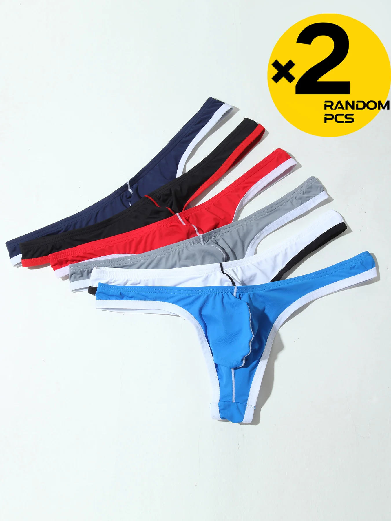 Sexy Low-Waist Ice Silk Boxer Briefs Men's Pure Color Comfortable Breathable Men's Underwear Triangle Panties 2PC Set