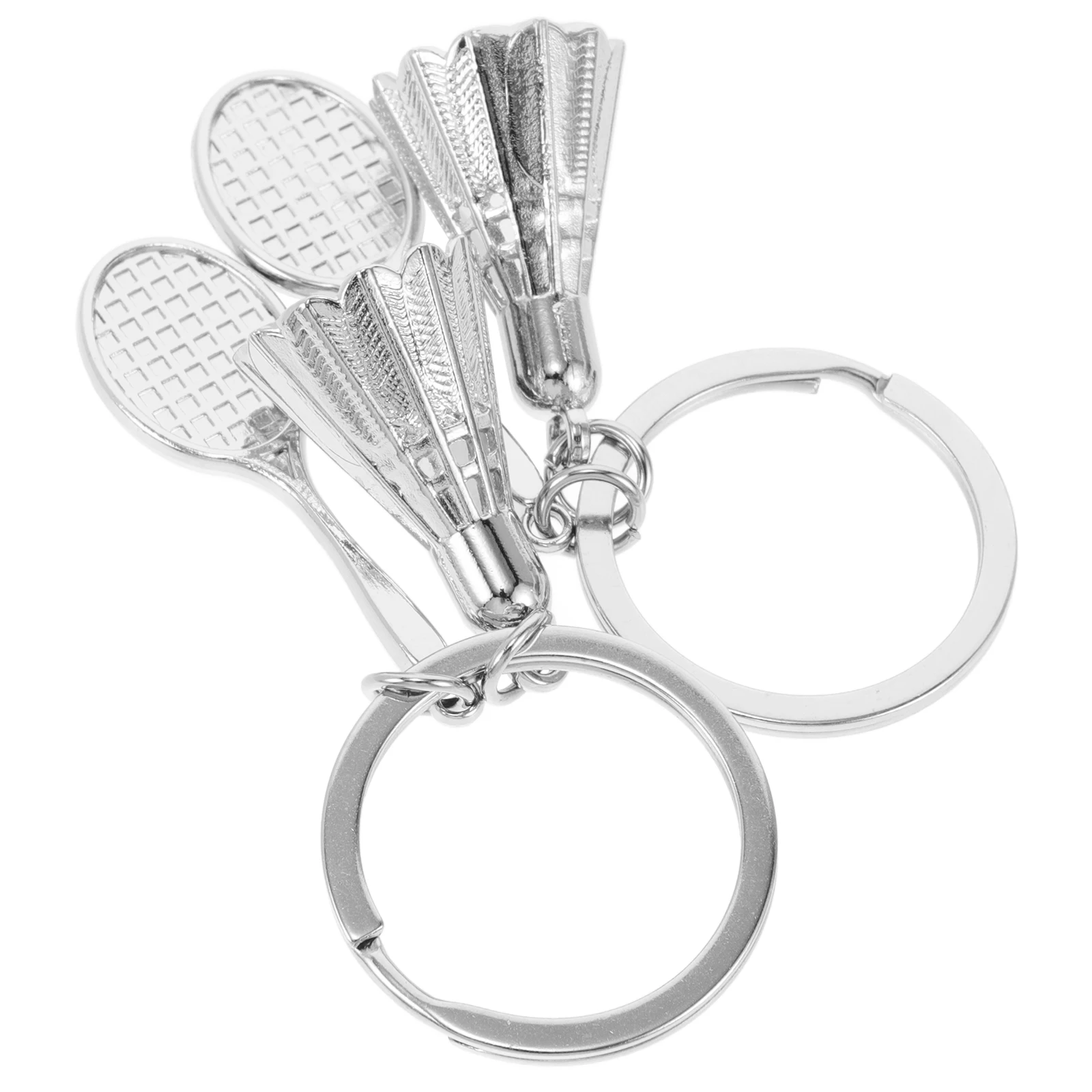 

2 pcs Badminton Keychains Mini Metal Shuttlecock Racket Durable Sport Bag Pendant Car Key Ring For Kids Adults Party Favors