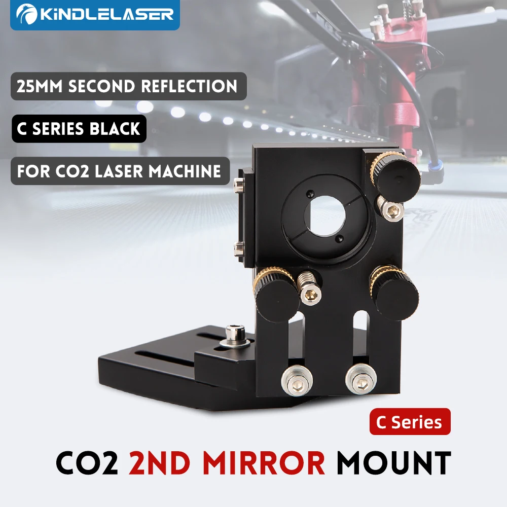 Kindlelaser CO2 Black Second Laser Mount Mirror 25mm Mirror Mount Integrative Mount For Lase Engraving Machine