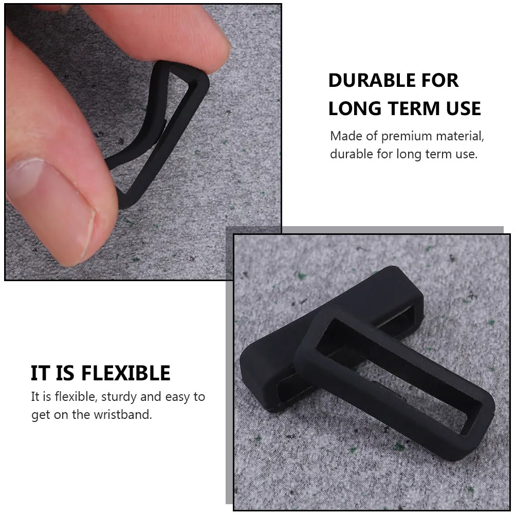 6Pcs Silicone Flexible Sturdy Replacement Watch Band Straps Holder Sport Accessories Keeper Fastener