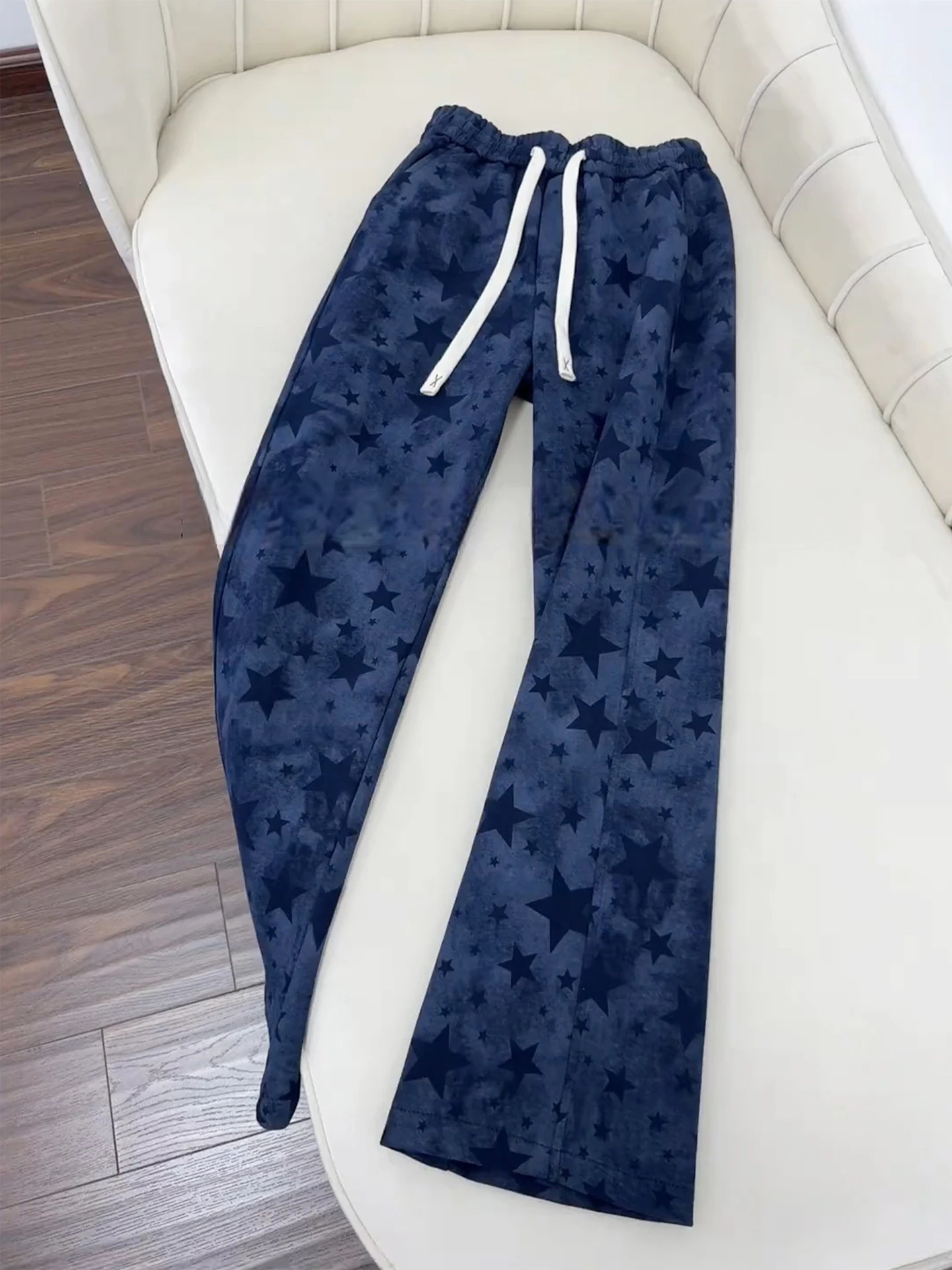 

Waed Tie Dye Star Men's Straight Leg Pants Autumn American Retro Heavyweight Sweatpants Drapey Loose Fit Casual Trousers