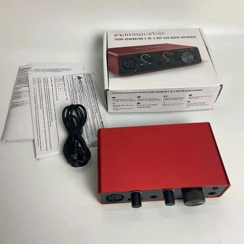 USB External Recording Sound Card, Audio Mixer with Condenser Microphone for Computer Recording