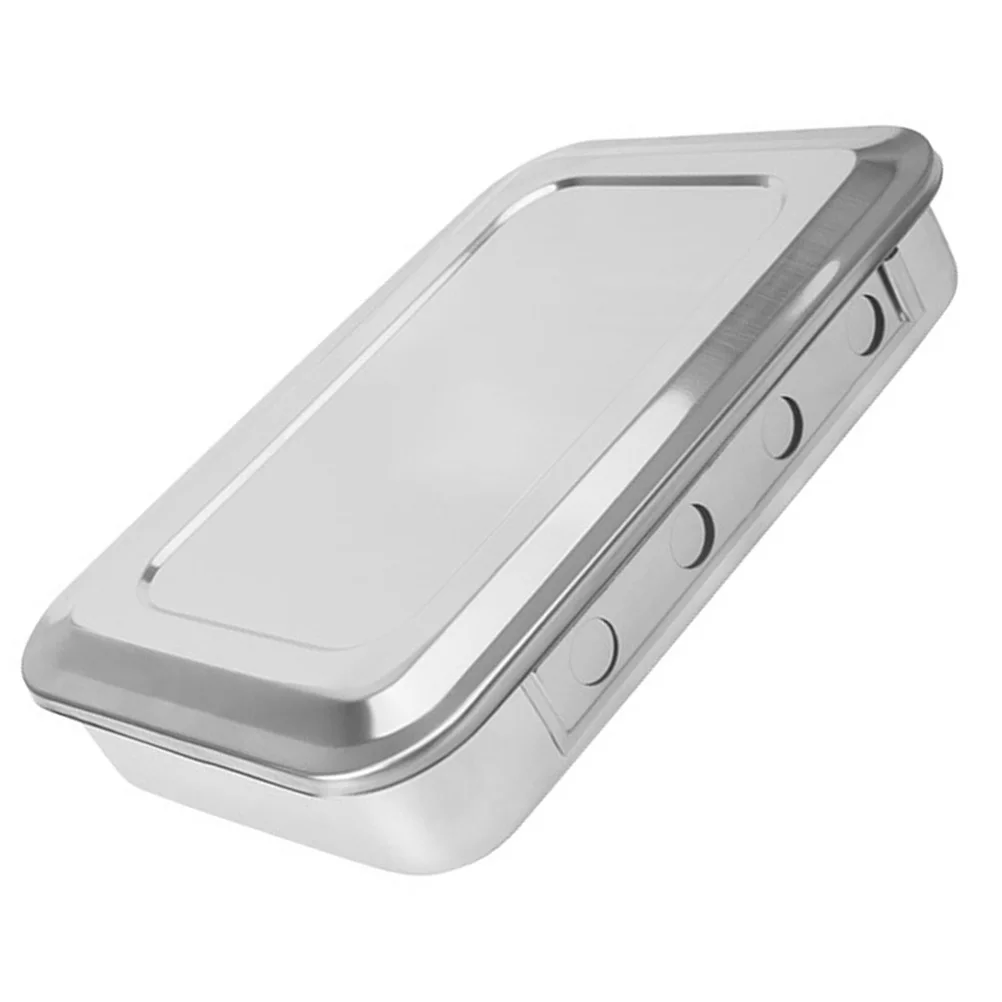 

1Pcs Stainless Steel Tray Box with Lid Rustproof Compact Portable Sterilization Storage Container Multipurpose Soaking Nails