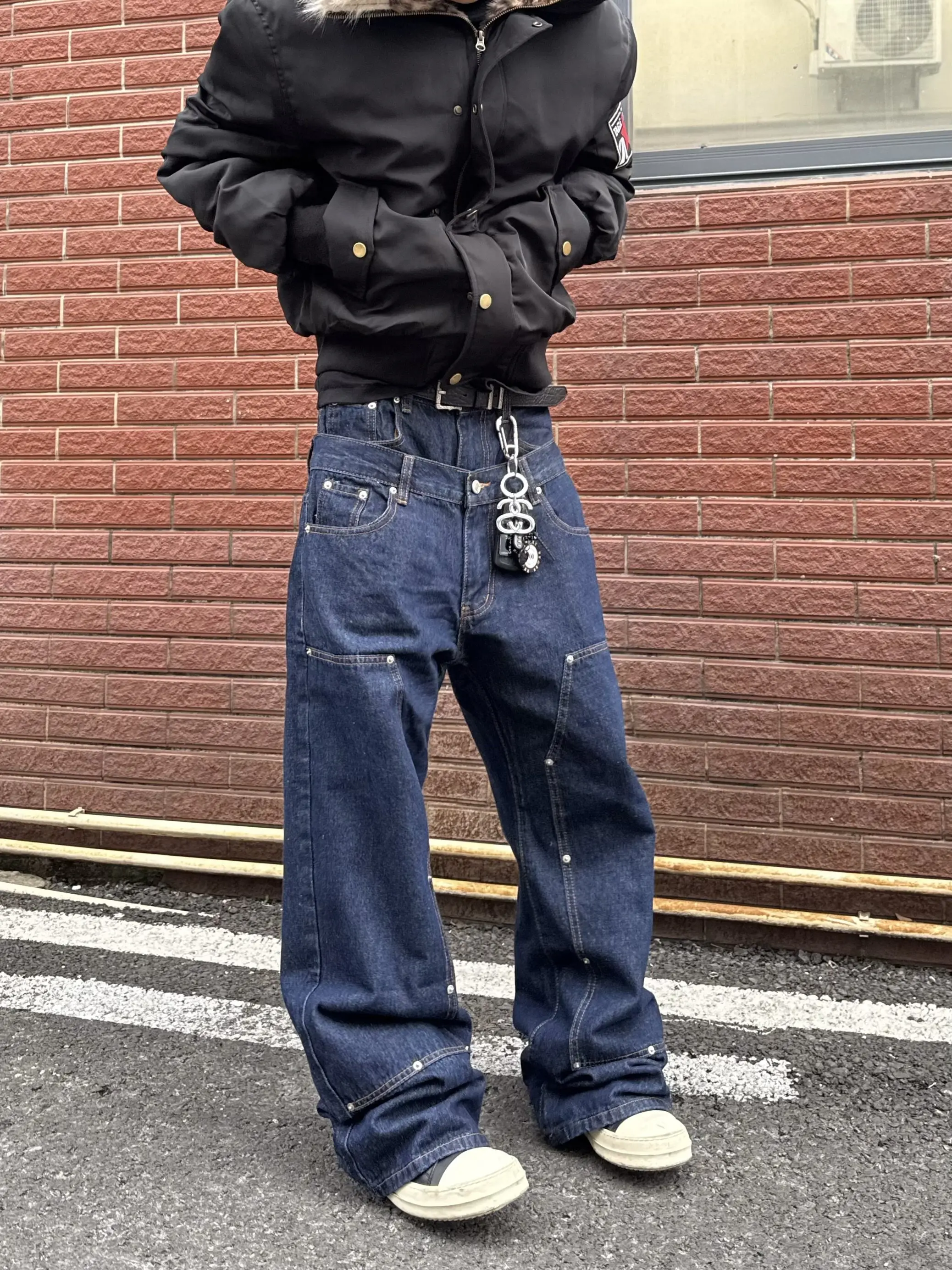 

Мужские джинсы Heavy Du American Vibe West Coast Street Style: свободные, широкие, прямого кроя, из денима, для повседневной носки