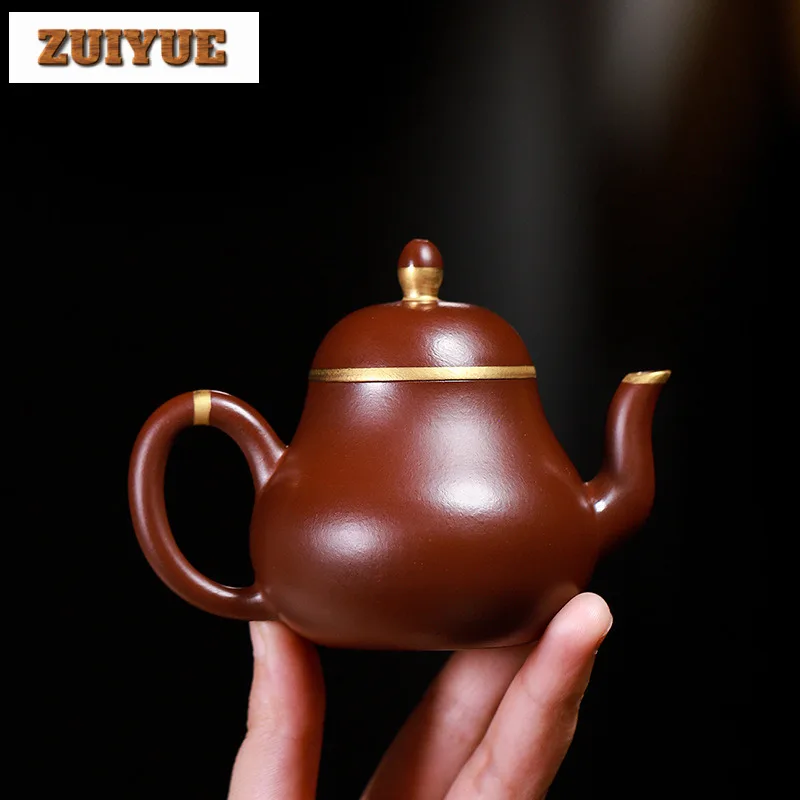 120ml Boutique Yixing Purple Clay Teapot Handmade Pot Raw Ore Purple Zhu Mud Kettle With Strainer Zisha Tea Set Accessories Gift