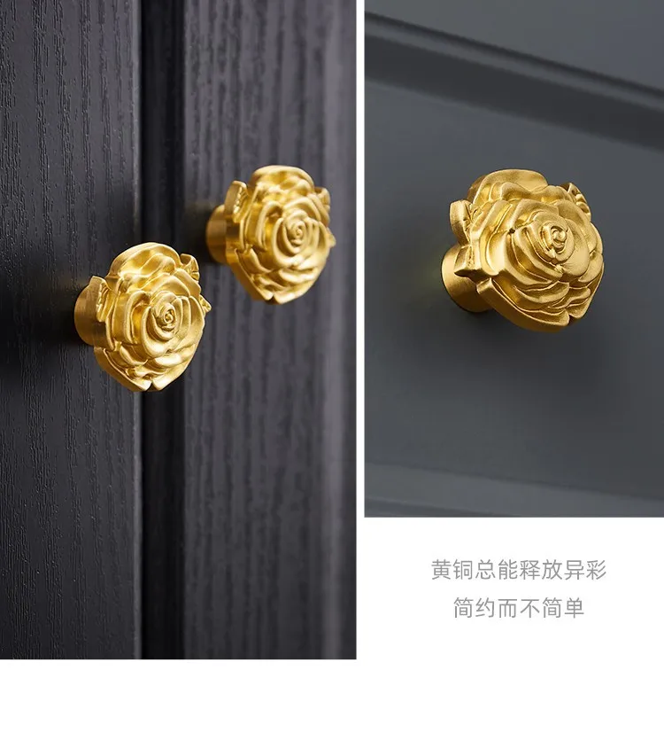 2pcs Solid Brass Flower Knobs and Handles for Drawers Various Styles Furniture Handles Dresser Kitchen Drawer Handles