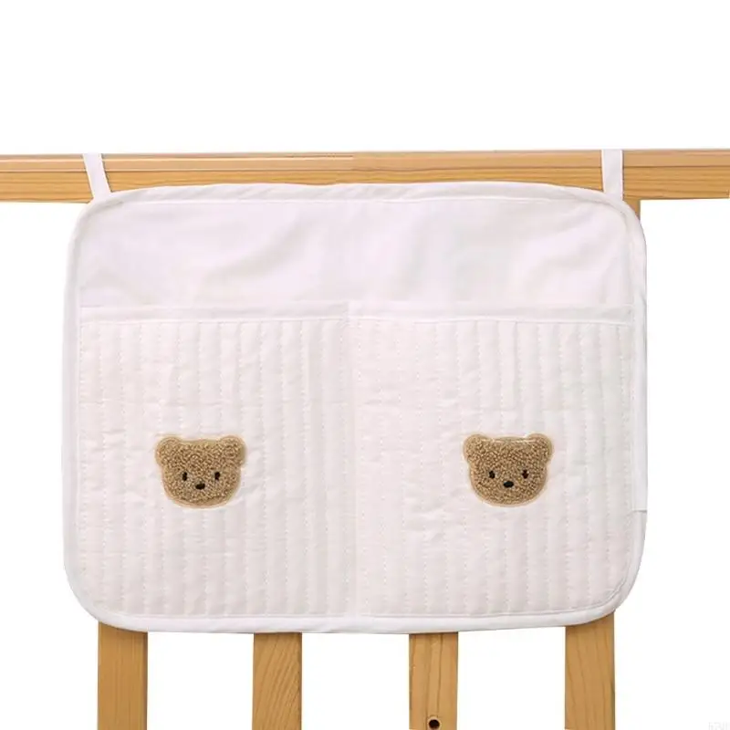 57QE rangement suspendu au chevet, poche en coton pour jouets, couches, poussettes