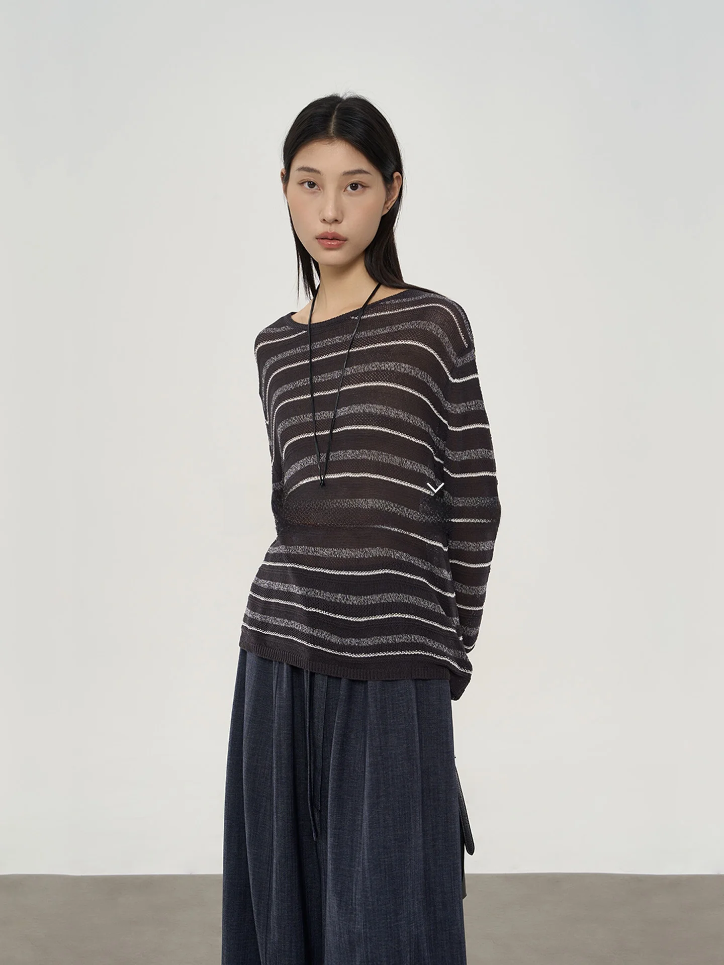 

Новый женский вязаный топ Dan Ran из льняной смеси в полоску, в стиле ретро, с длинным рукавом, мягкий, дышащий, повседневный, свободного кроя, весенняя мода