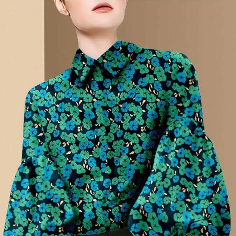 

Женская одежда, блузка, модная рубашка-фонарик с рукавом-фонариком, винтажная рубашка с воротником-поло с принтом, большие топы для поездок на работу, свободные повседневные топы с длинными рукавами