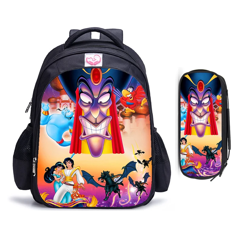 16 Inch Cartoon Disney Aladdin Children School Bags Orthopedic Backpack Kids School Boys Girls Mochila Infantil Cartoon Bags