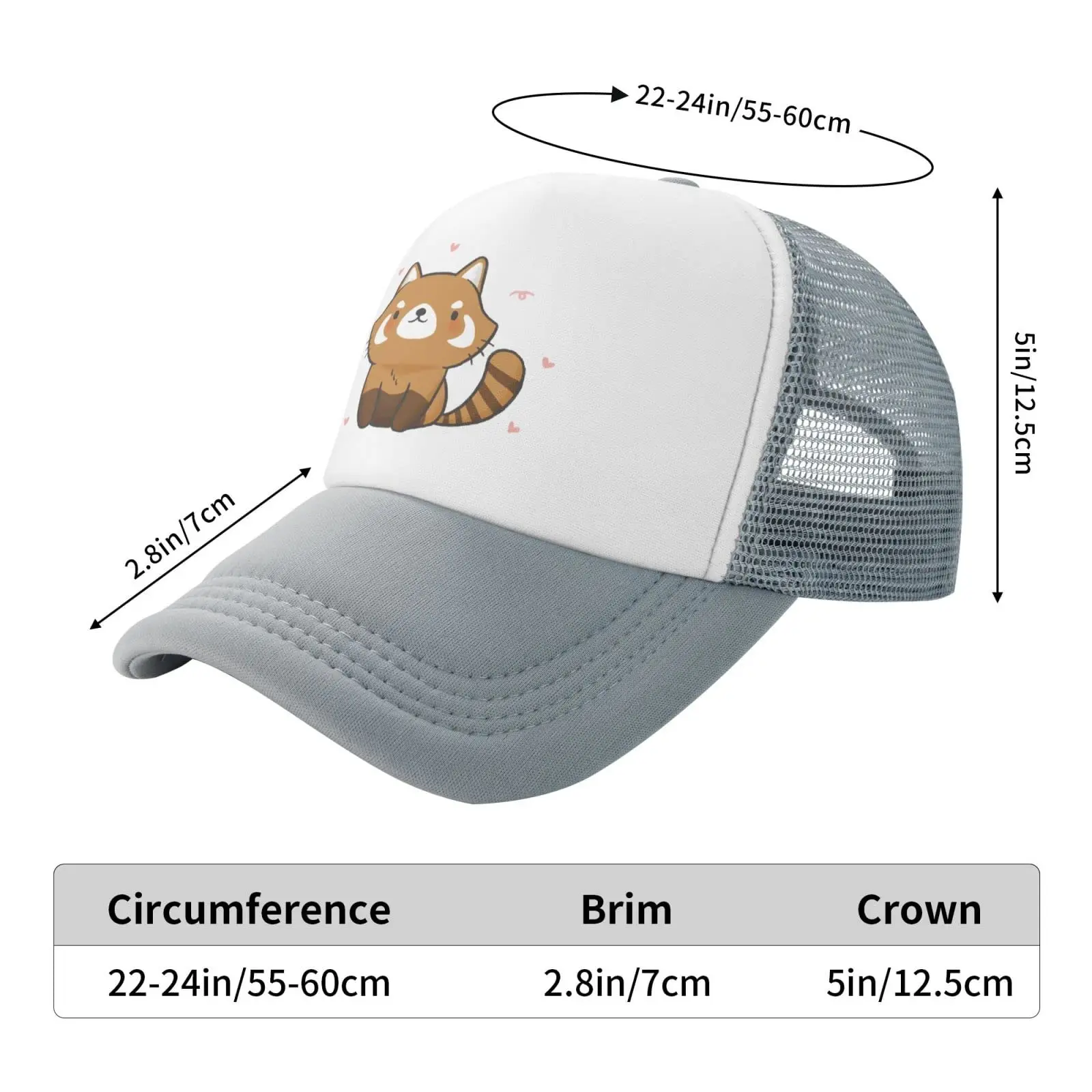 Mesh Dad Hat Adjustable Washed Red Panda Cute Baseball Caps Funny Distressed Ball Trucker Hats for Women Men Unisex Daily