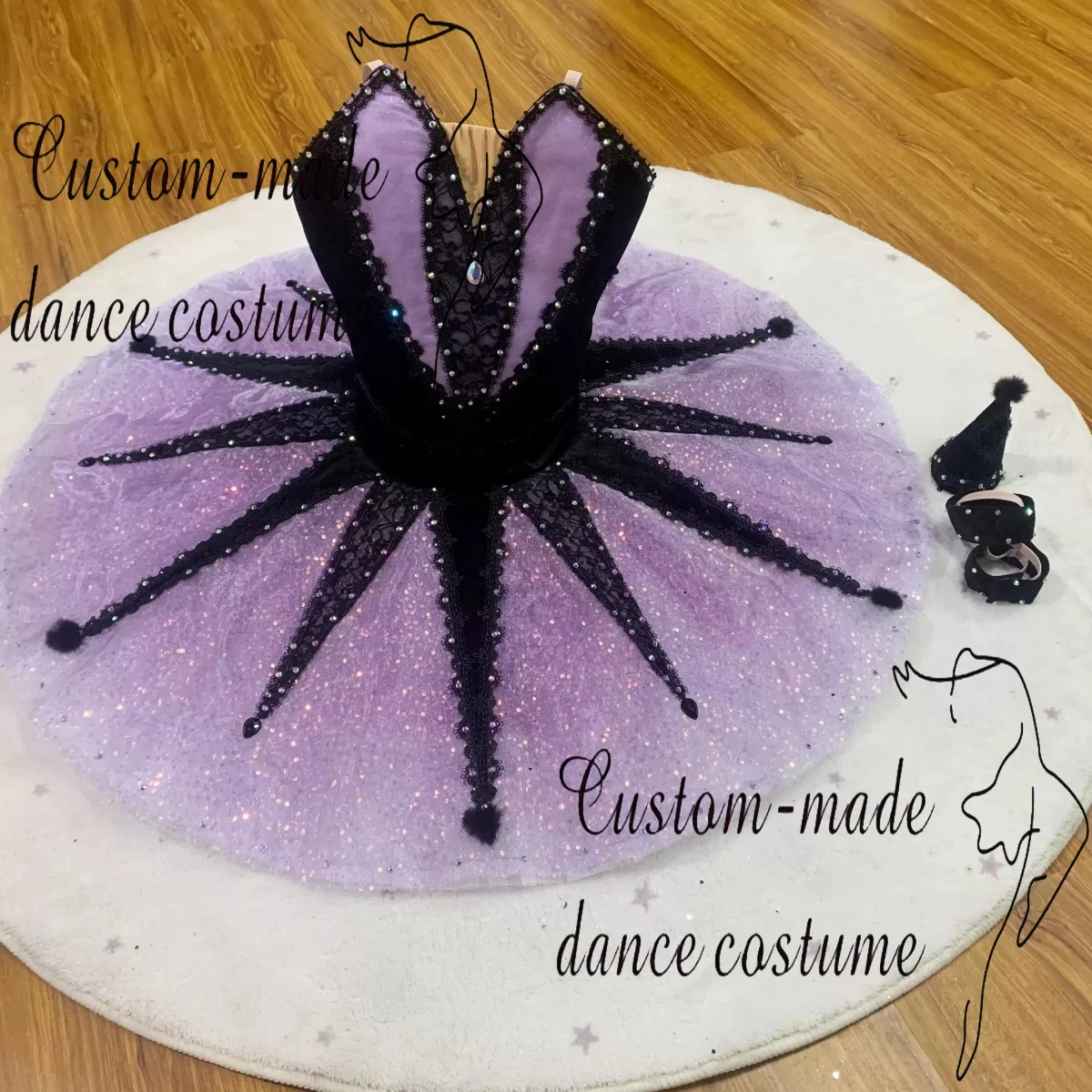 Black Purple Million Clown Ballet Costume Performance Costume Tutu Skirt Plate Skirt Competition Costume Professional Customizat
