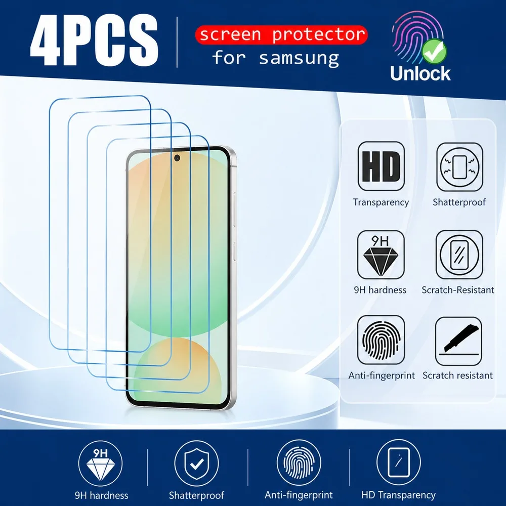 4PCS Tempered Glass For Samsung Galaxy S25 Ultra S25+ S25 S25 Edge Screen Protector For Samsung Galaxy S25 FE S24 Ultra S24+ S24