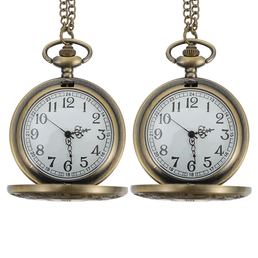 2 шт., карманные часы в стиле ретро в стиле стимпанк, римские цифры, кварцевый механизм, винтажная одежда, износостойкие мужские подвесные часы для особых случаев
