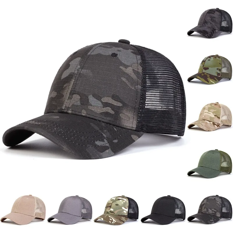 1 Stück Unisex Camouflage Mesh Baseball Caps Netzkappen Frühling und Sommer Verstellbare Freizeithüte Sonnenschutzhut für Outdoor-Aktivitäten