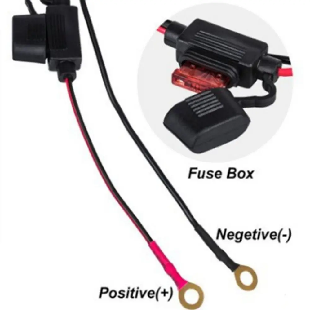 Adaptador preto do cabo do carregador para o telefone, terminal do anel, arnês, impermeável, Dustproof, motocicleta, SAE a USB, adaptador, 2.1A, 12V