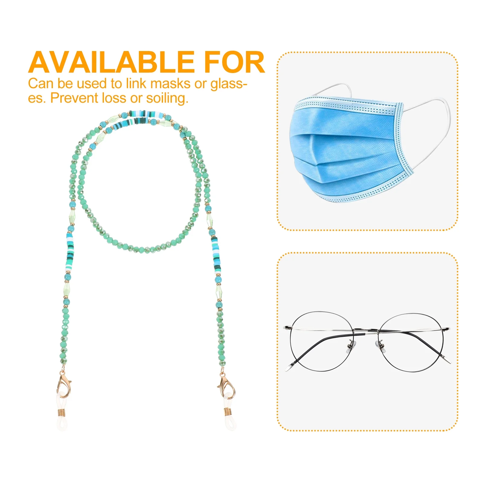 

2pcs Children Glasses Chain Lightweight Anti-Lost Mask Rope Sunglasses Chains Eyewear Holder Glasses Lanyard For Kids Adults