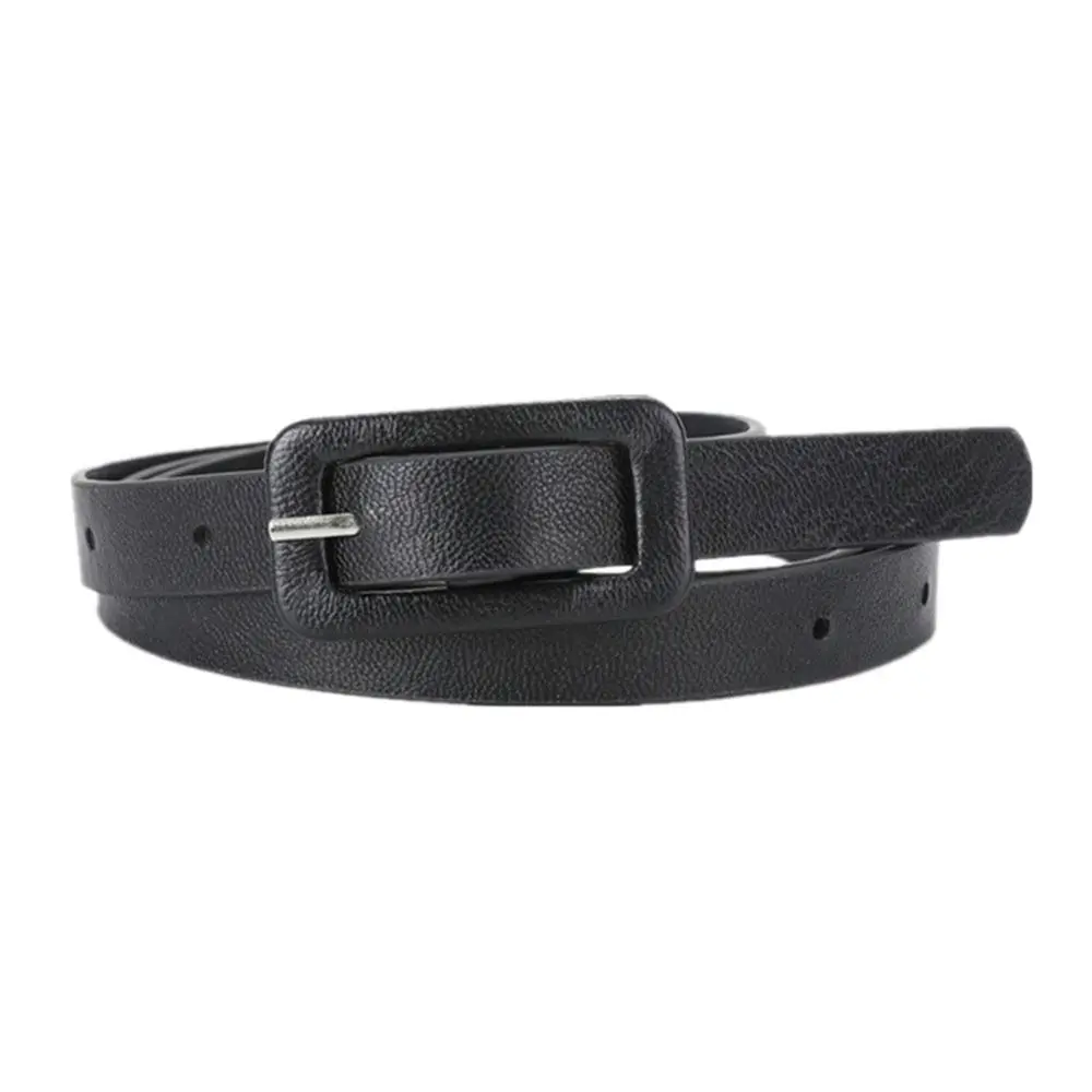 Metal Buckle PU Leather Belt Slim Side All-match Thin Waist Belt Jeans Decor Dress Belt Candy Color Waistband Students