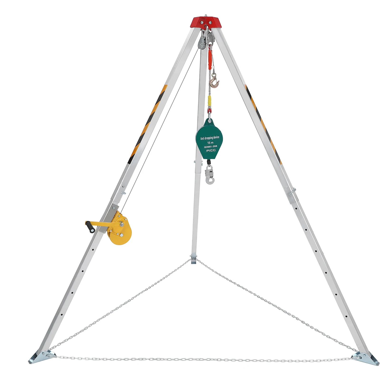 Heavy-Duty Confined Space Tripod Kit for Manhole & Sewer Assist – 1200lbs Lifting Winch – 49.2ft Adjustable Assist Pole – Self-Locking Safety Device & Storage Bag – Ideal for Urgent Assist
