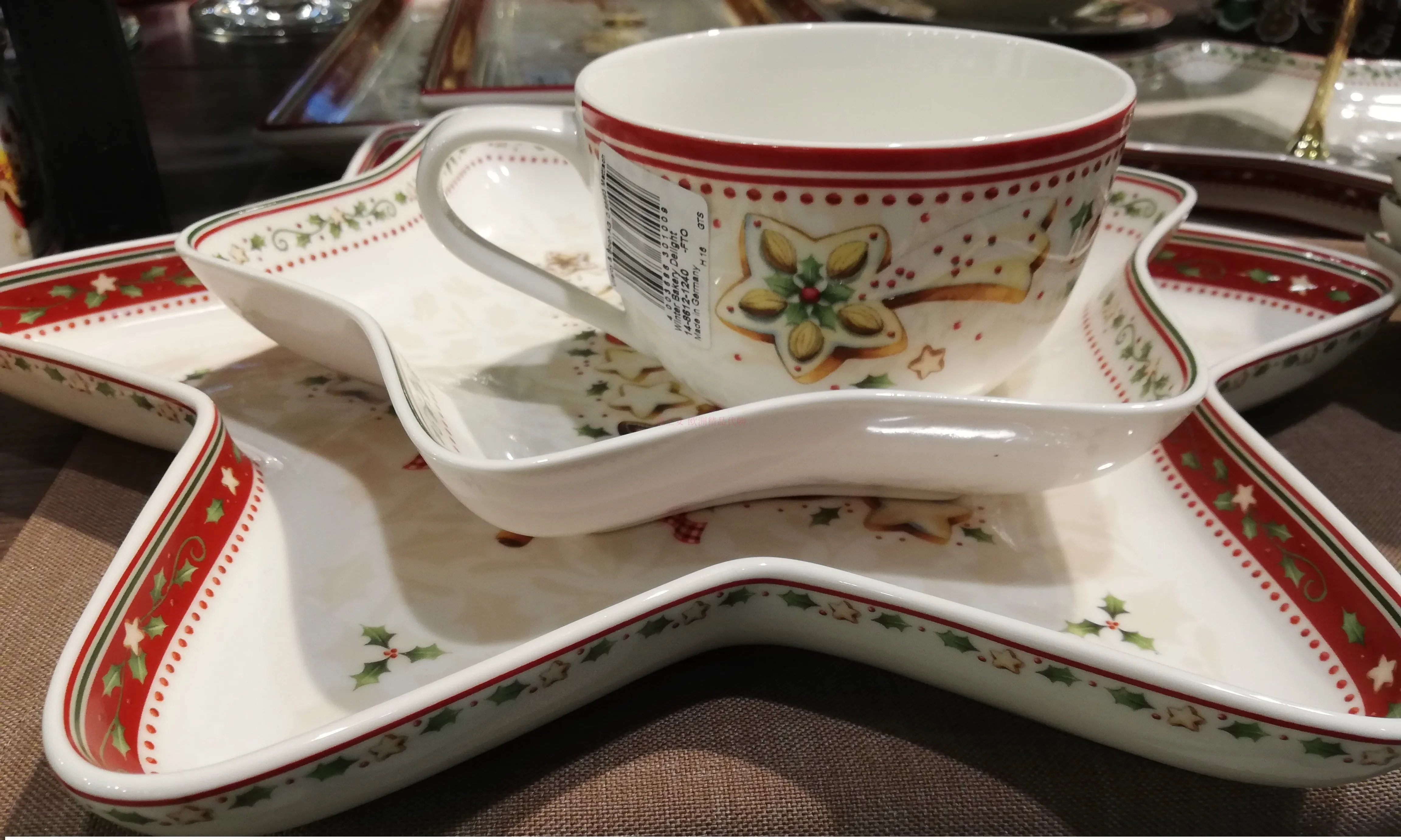 Germany Weibao Tableware Christmas Tableware Biscuits Plate Dish Rectangular Plate Coffee Cup Mug Dinner Plate Salad Dish Snacks