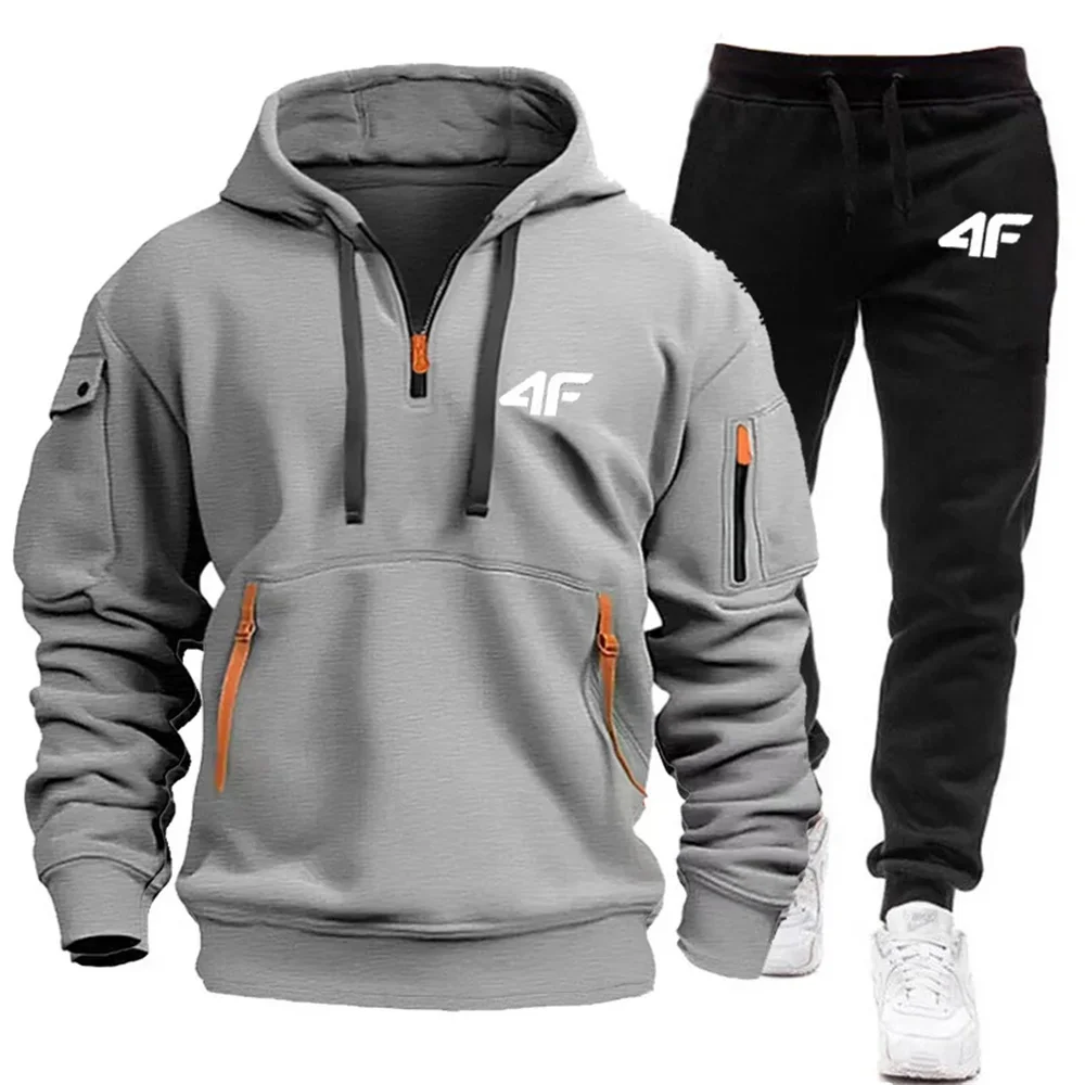 2024 New Men\'s Hoodie, Sports Brand, Hip Hop, Casual Sportswear, Zipper Hoodie Brand New, Fashionable Two Piece Set