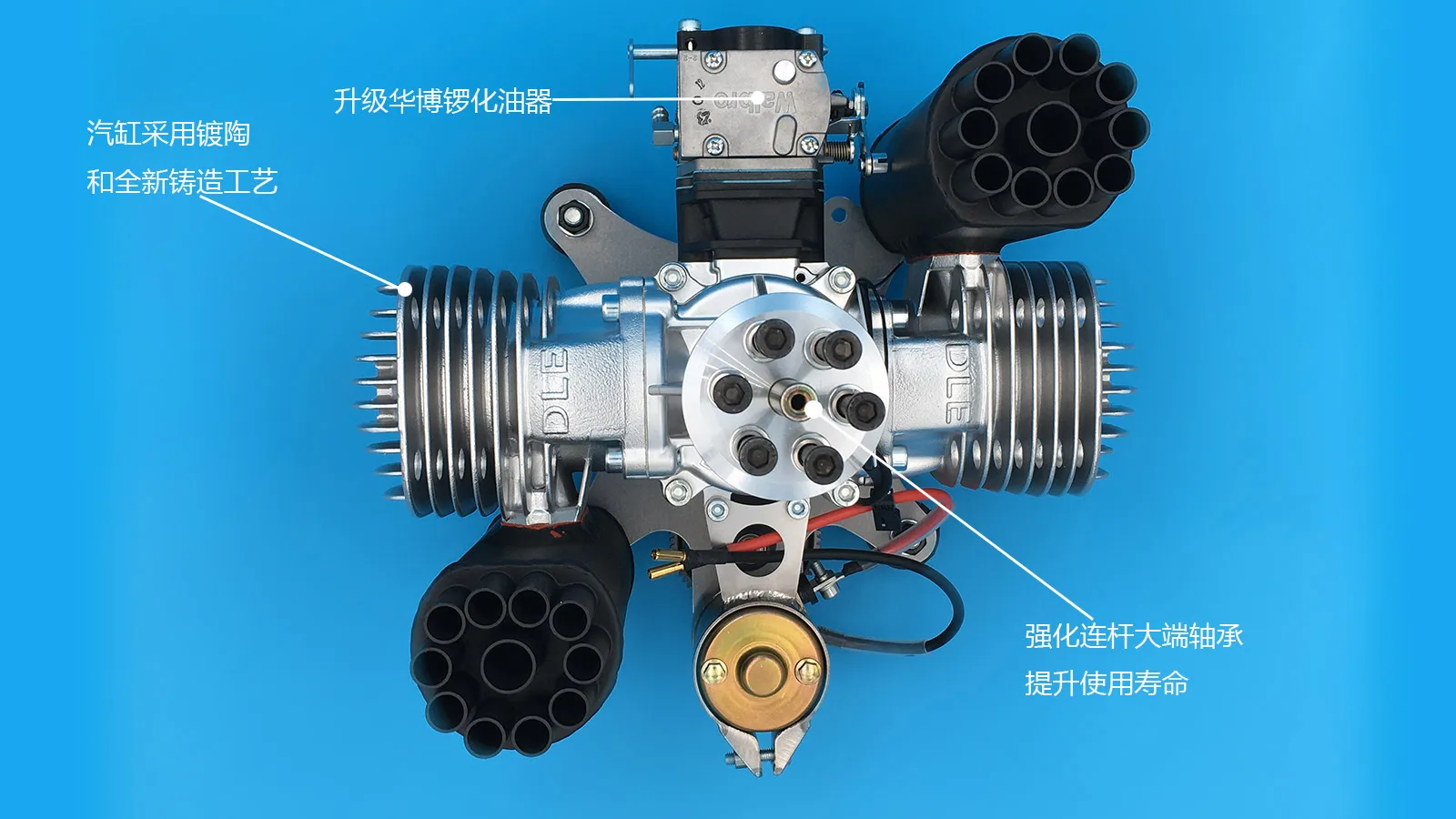 حار بيع DLE170ML باراموتور خفيف للغاية، محرك معدني، اسطوانة مزدوجة، تبريد الهواء الطبيعي، بداية كهربائية، DLE 170ML، 170CC