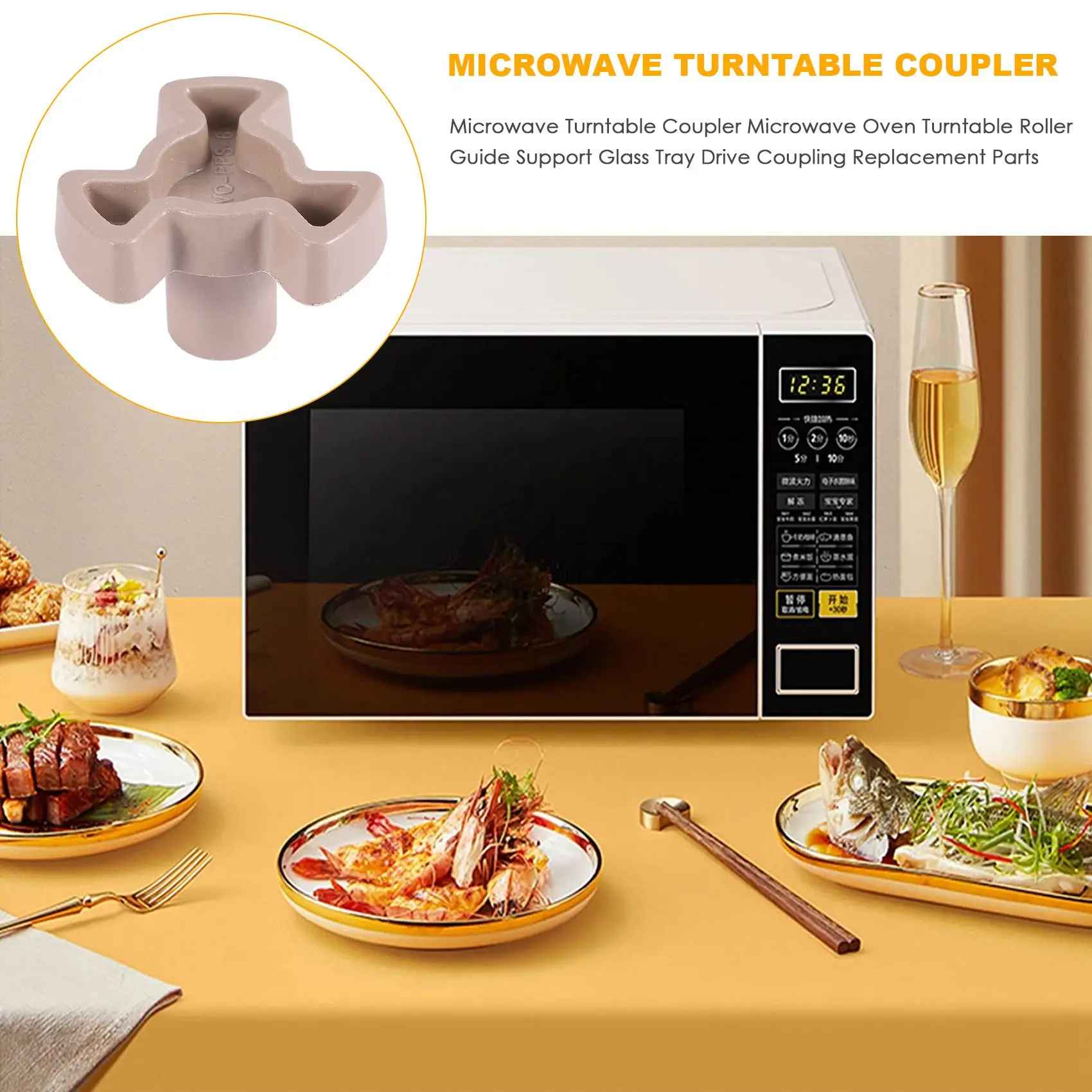 Microondas para coreMicroondas Acoplador de mesa giratória Forno de micro-ondas Guia de rolo Suporte para unidade de bandeja de vidro