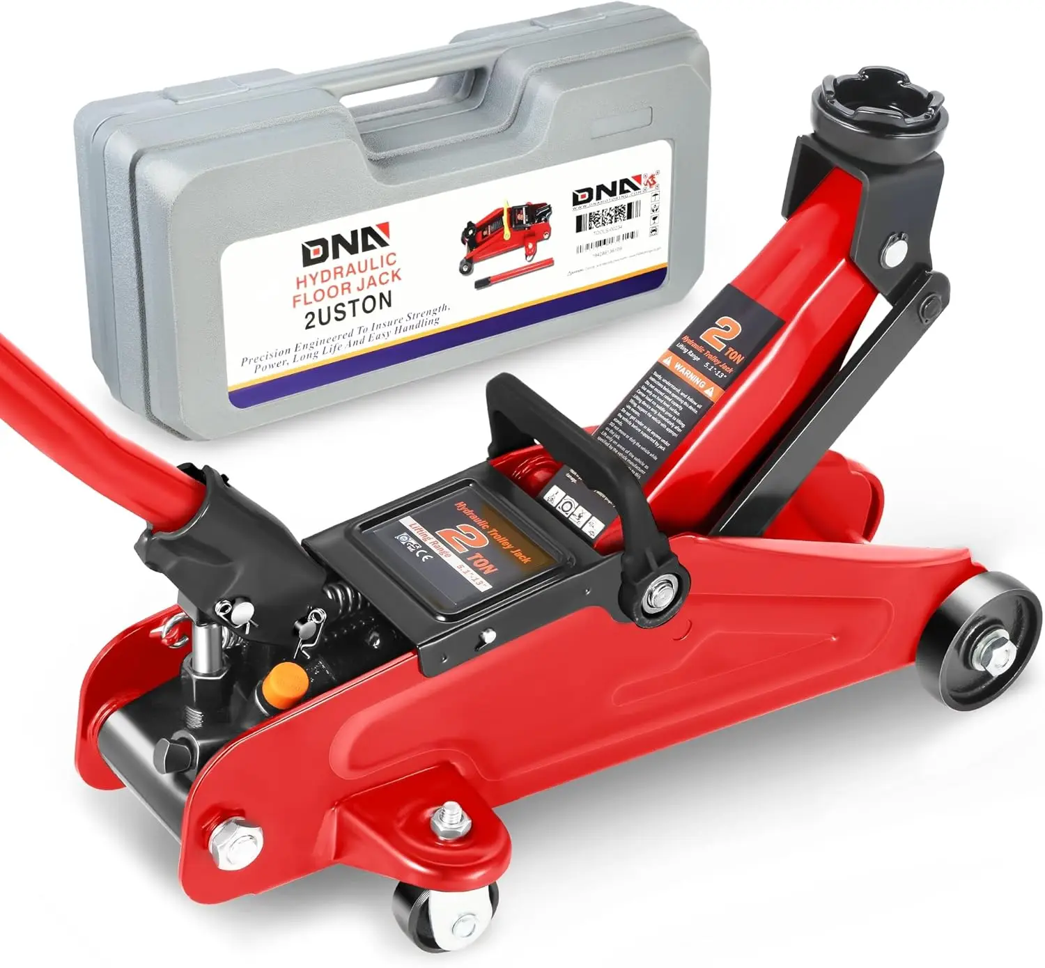 

2 Ton Hydraulic Trolley Jack, Fast Lift Low Profile, Steel Heavy-Duty Car Jack, Red