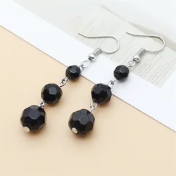 2022 New Fashion Girl Earrings Black Cut Faceted Pendant Long Ladies Pendant Earrings Jewelry DIY Charm Craft Gifts