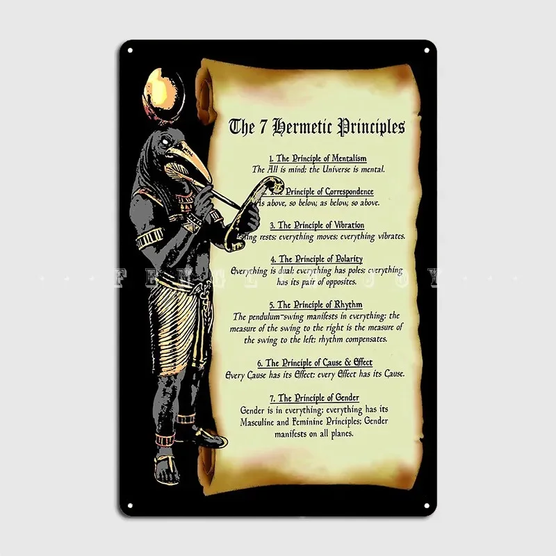 Thoth And The 7 Hermetic Principles Metal Plaque Poster Club Party Bar Cave Classic Plaques Tin Sign Posters