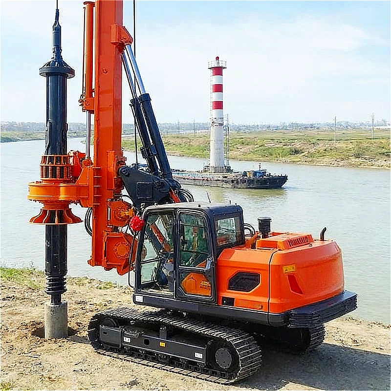 High Quality Rotary Hydraulic Pile Driver Torque Communication Tower Guyed Mast Base Concrete Pile Installation Work Customized