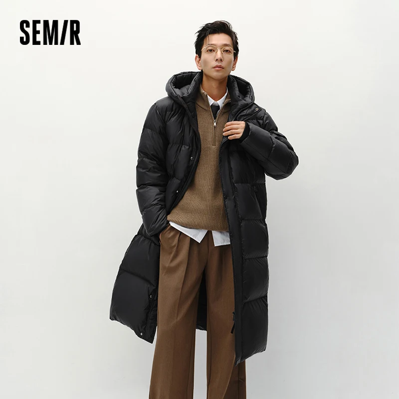 Semir أسفل سترة الرجال الشتاء 90% أسفل ملء أوزة أسفل سميكة طارد المياه مكافحة ساكنة طويلة مقنعين ملابس خارجية ملابس رجالية