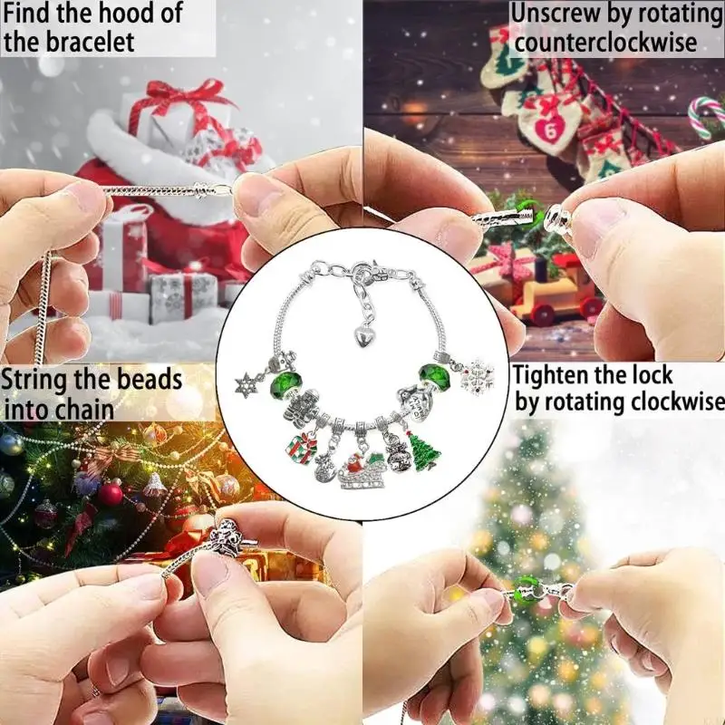 KX4B Christmas Advent Calendar Bracelets 2022 Girls Diy Bijoux Noël Bijoux Noël Calendrier Calendrier Calendrier Blindbox