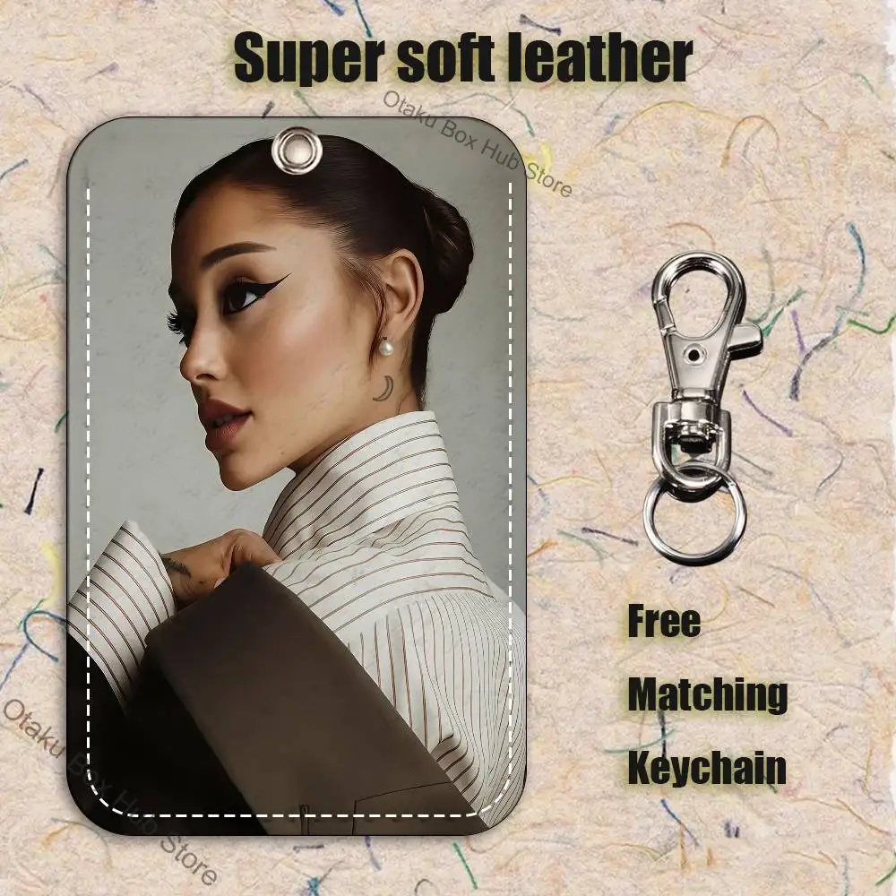 المغني A-Ariana G-GrandeS نمط 1 قطعة بولي Leather حامل بطاقة جلدية المفاتيح حلقة رئيسية قفل الباب الوصول العلامات حافظة بطاقات الهوية بطاقة المفاتيح