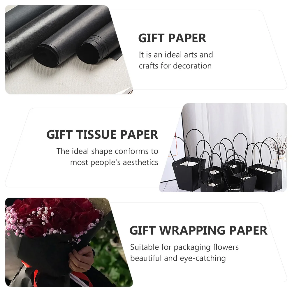 

Black Kraft Paper Roll Decor Flowers Packaging Florist Bouquet Supplies Birthday Wrapping Decoration Gift Tissue