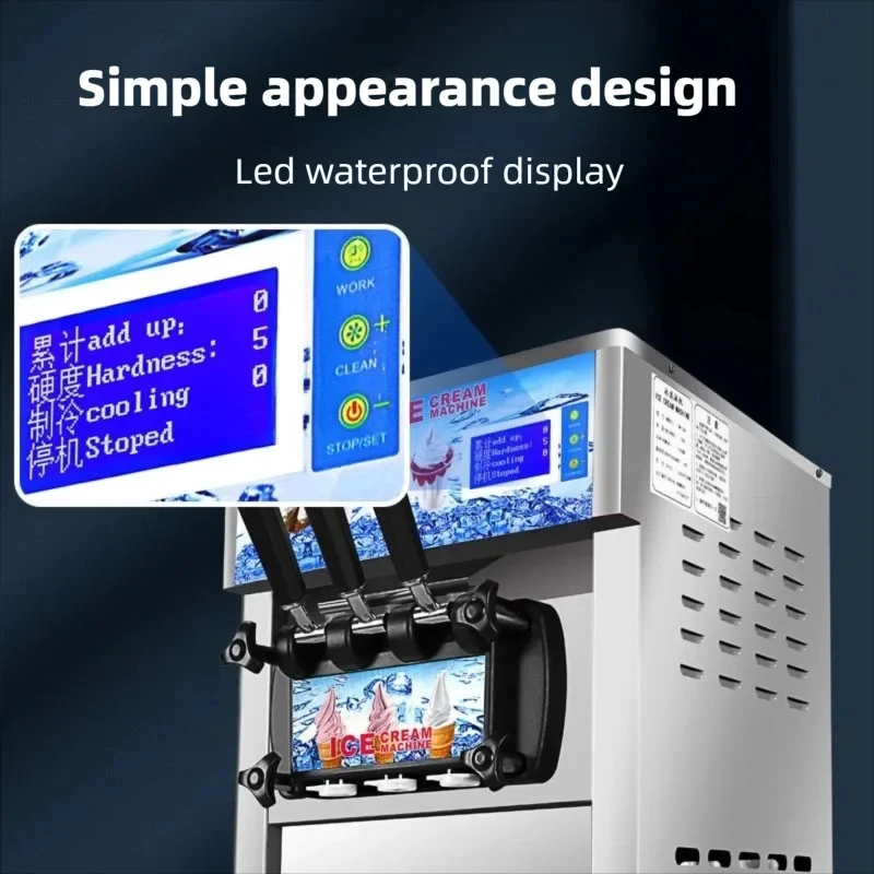 Factory Direct 220V Commercial Automatic Small Multifunctional Smart Three Flavors Soft Ice Cream Machine