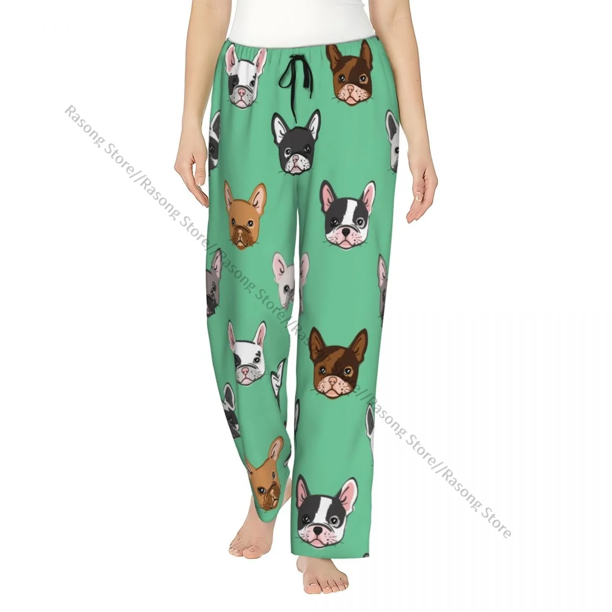 

Уютные фланелевые пижамные штаны для женщин, милые штаны для сна с французским бульдогом, домашняя одежда для дома