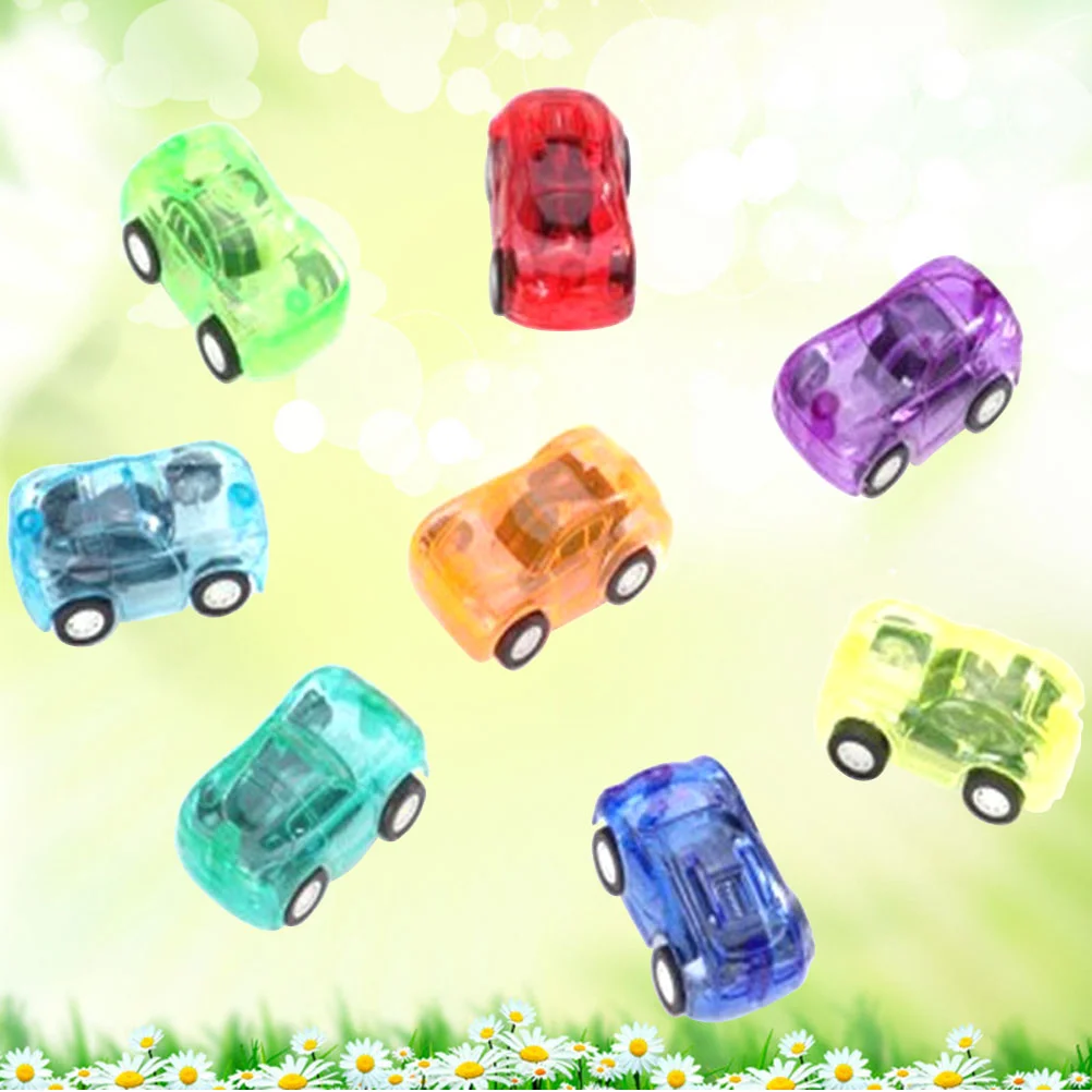 20szt Mini Pull Back Car Toy Przezroczyste małe pojazdy Zabawki Plastikowe zabawne samochody dla dzieci Maluch (losowy kolor)