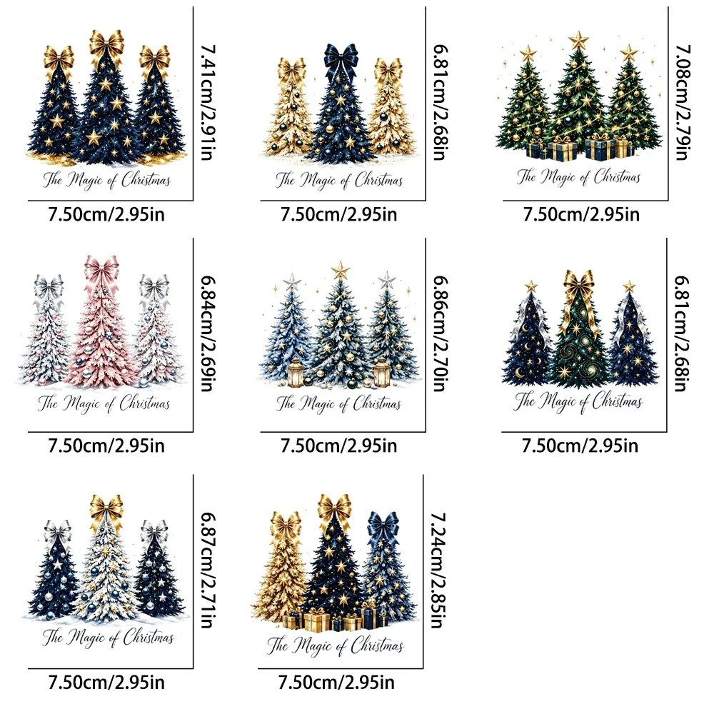 8PCS Christmas Tree UV Crystal Transfer Stickers | Waterproof Wear-resistant, for Mugs, Phone Cases Stationery DIY Holiday Decor