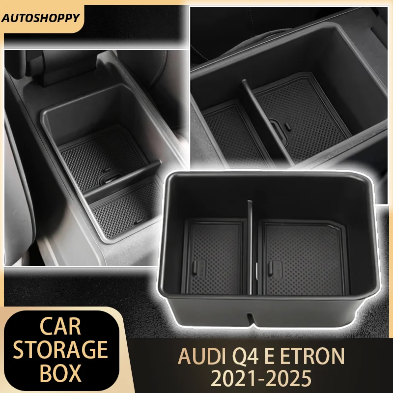 

Car Armrest Box Storage Box for Audi Q4 E Etron 2021-2025 Central Console Tray Holder Container Organizer Accessories