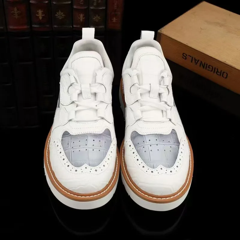 2025 new arrival Fashion Crocodile Skin causal shoes men,male Genuine leather sneakers  pdd614