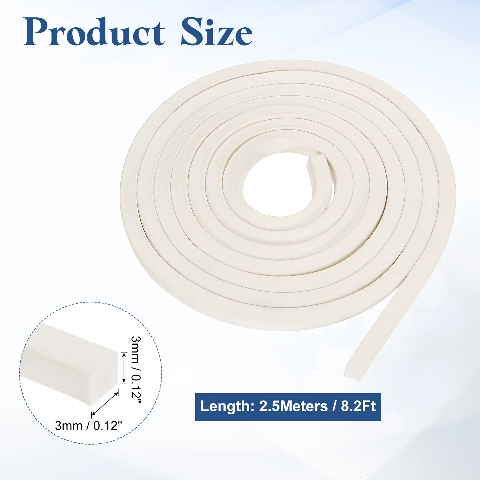 Uxcell 2.5Meters White Foam Backer Rod Square Solid Joint Filler Foam Seal Strip for Caulk Saver Rope Caulk Cement Crack Filler