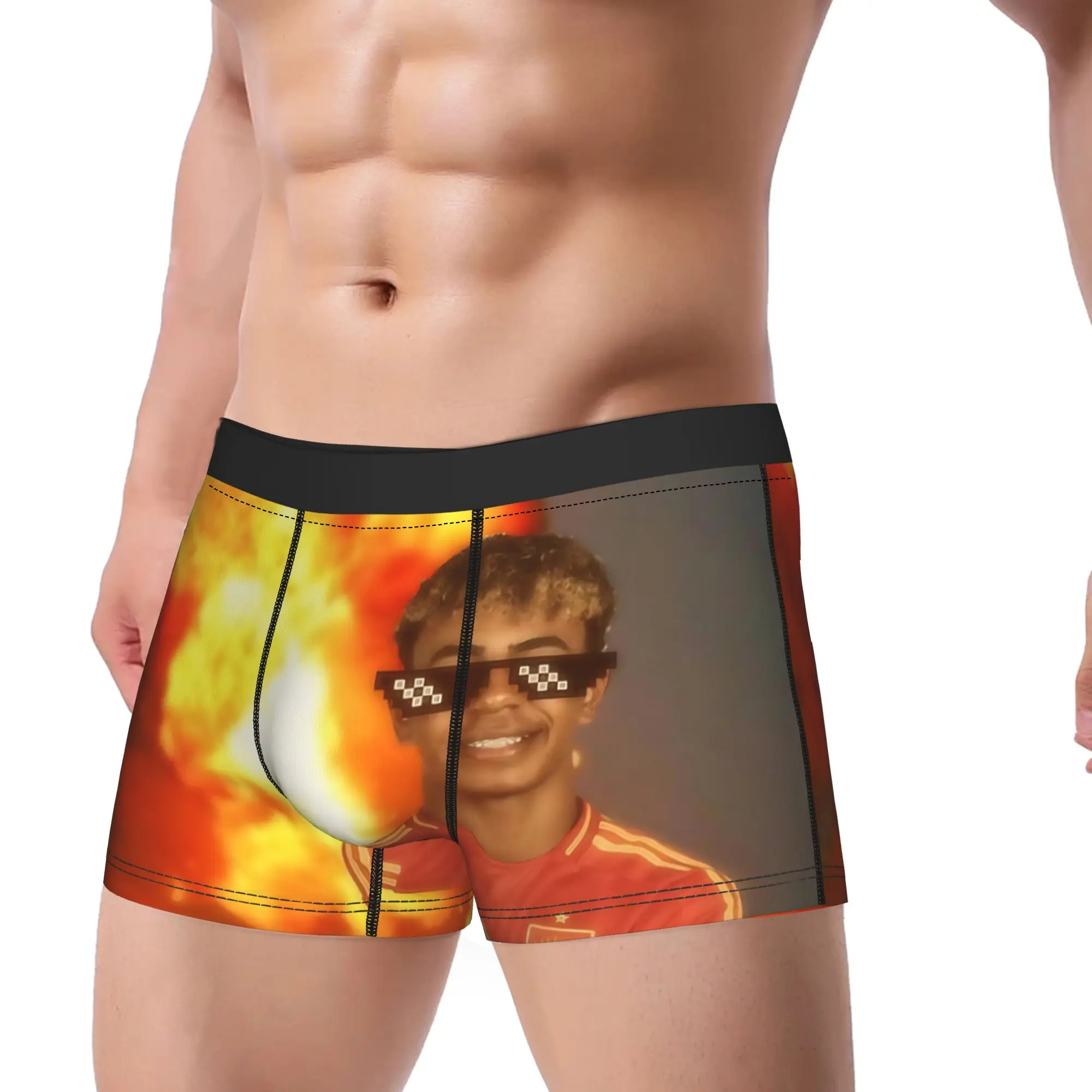 Men's Yamals Funny Meme Long Underwear Spanish Football Sexy Boxer Briefs Shorts Panties Male Breathable Underpants M-XXL
