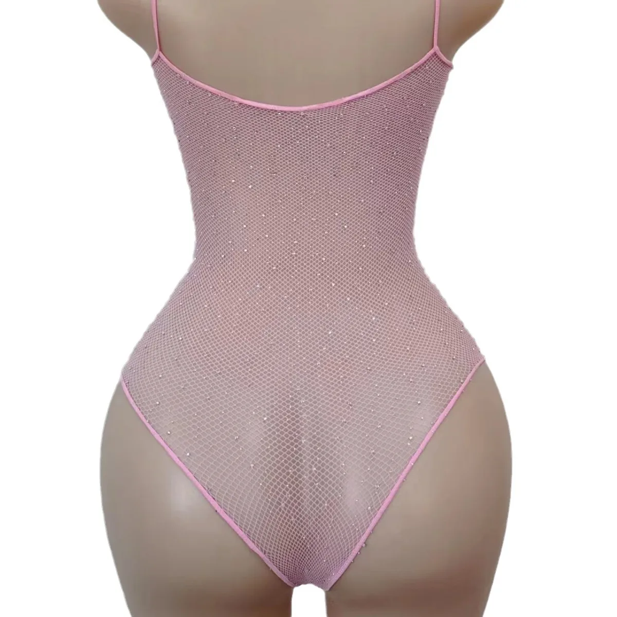 Cross-border European and American ladies hot diamond shiny sexy underwear suspenders small fine mesh jumpsuit