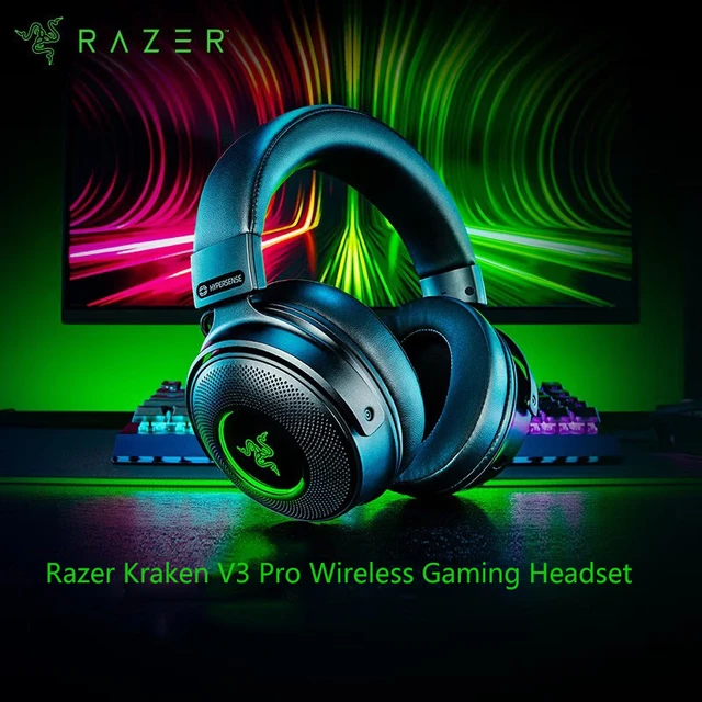 RAZER Kraken-ワイヤレスヘッドセットV3Pro,50mm,コントローラー,オーディオ,ハイブリッドファブリック,レザー,ハイパーense