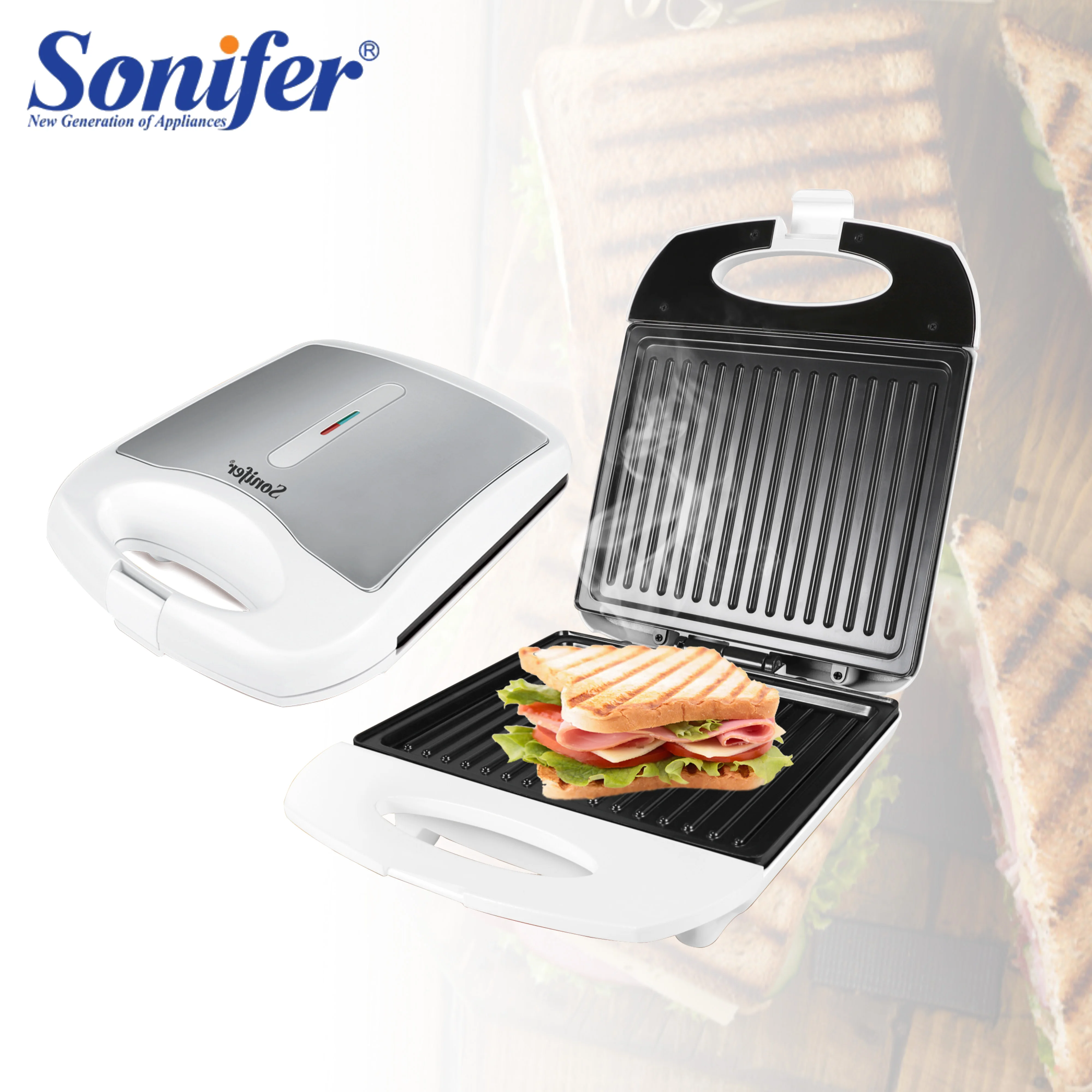 

Electric Sandwich maker Large Panini 1400W Cooking Kitchen Appliances Breakfast Waffles Machine Non-stick Iron Pan Sonifer