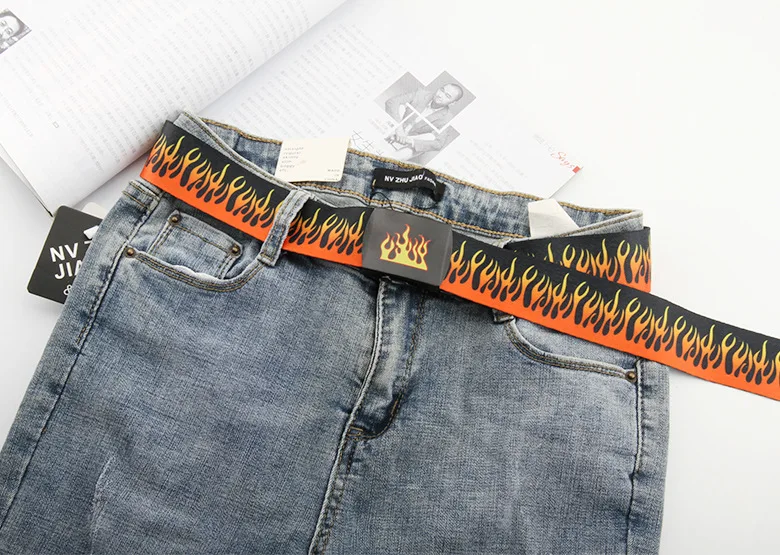 125cm Flammen gürtel für Männer Hip-Hop-Stil Mode Taillen bänder bunte Gurtband Freizeit gürtel Herren bekleidung Accessoires Großhandel 1pc – Detail 18