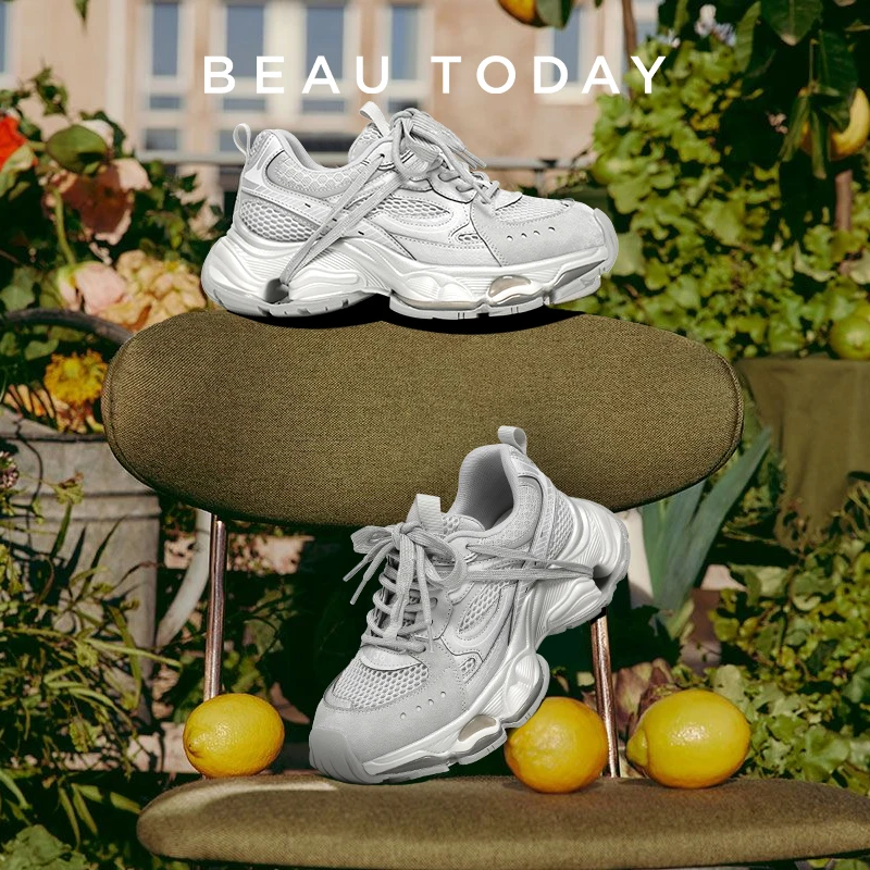 

BEAUTODAY массивные кроссовки женские из синтетической кожи с круглым носком на шнуровке спортивные кроссовки женская дизайнерская обувь ручной работы 29A46