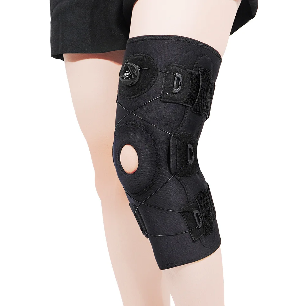 Hinged Knee Brace Adjustable Knee Immobilizer Support Decompression Knee Brace with Side Stabilizers for Injury Surgery Recovery